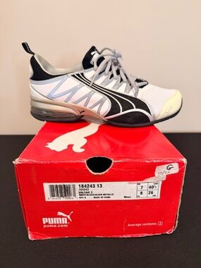 Puma  White, Black and Silver Athletic Sneakers